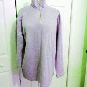JONES OF NEW YORK NWT BABY BLUE 100% COTTON KNIT TOP WITH ZIP AT NECK SIZE L